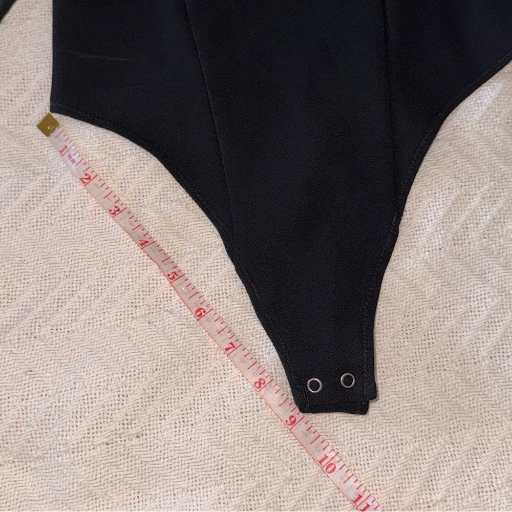 NWT Abercrombie Long-Sleeve Mesh Crepe Sweetheart Bodysuit in Black - Picture 10 of 15
